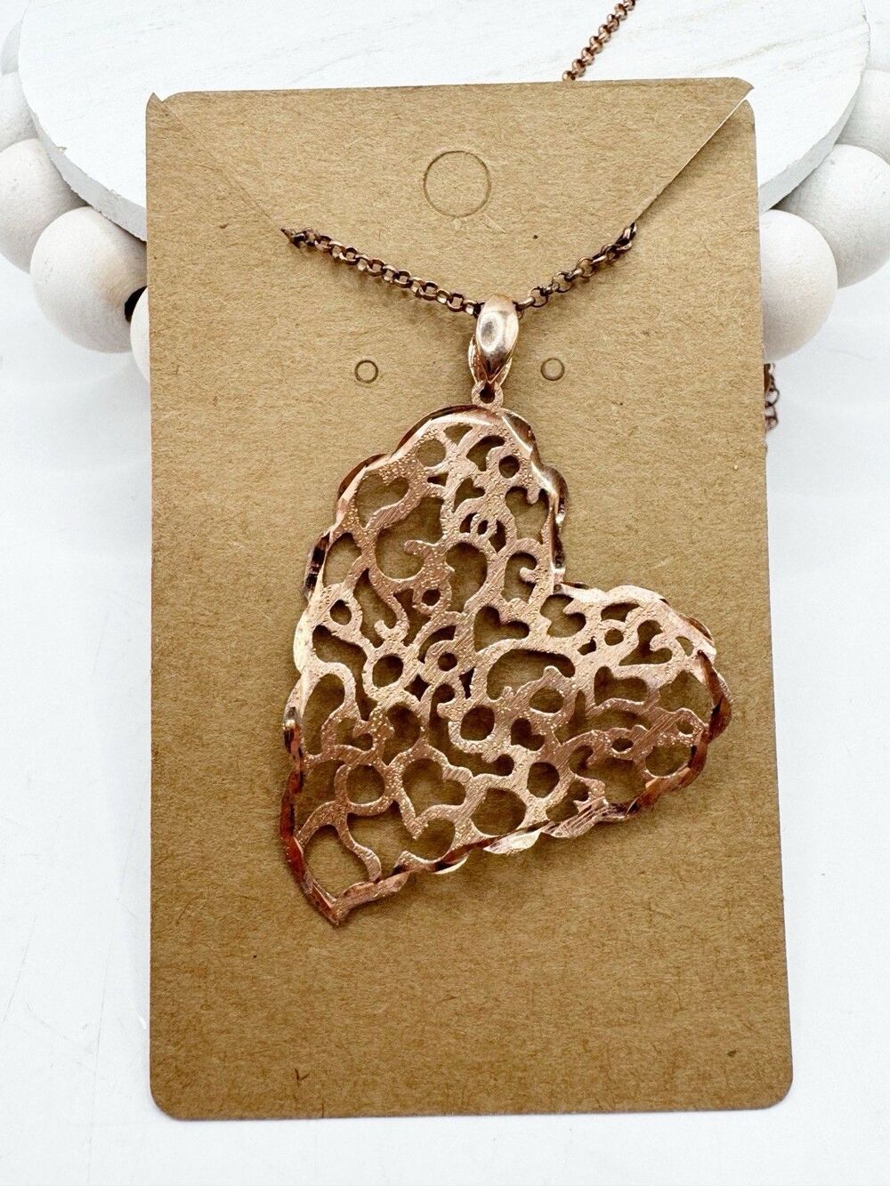 Lisa Robertson Italy Rose Gold Sterling Silver Heart Pendant Necklace Primitive